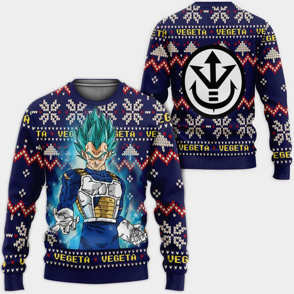 Divesart - Vegeta Blue Christmas Sweater Custom Anime Dragon Ball Xmas Gifts